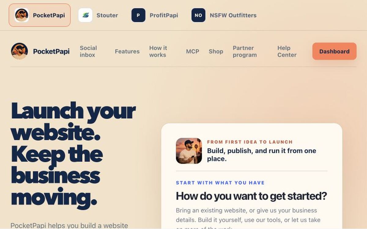 PocketPapi website screenshot